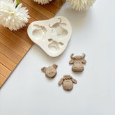 Farm Animals Silicone Mold – Cow, Pig & Sheep Faces